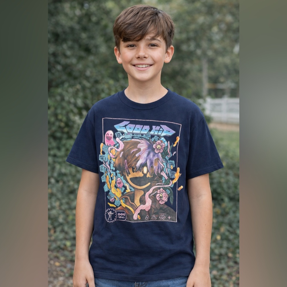 GOOD KID Graphic Tee – Navy • Size Small (Gildan Heavy Cotton)